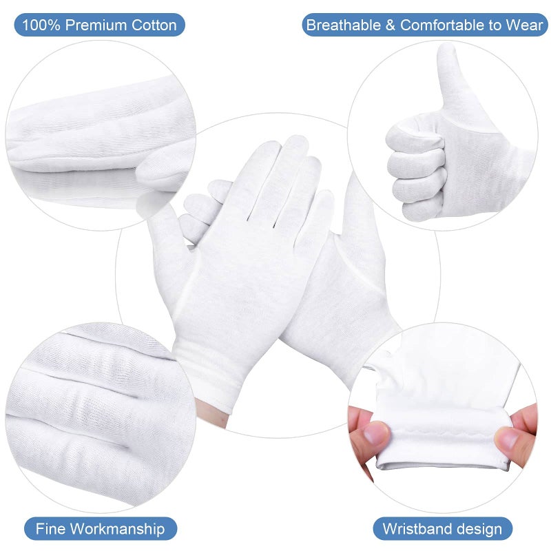 selizo 10 Pairs 100% Moisturizing Gloves for Dry Hands Overnight, Selizo 10 Pairs White Cotton Gloves for Women Eczema, Hand Moisturizer Sleeping Spa Gloves for Dry Hands Eczema - Image 2